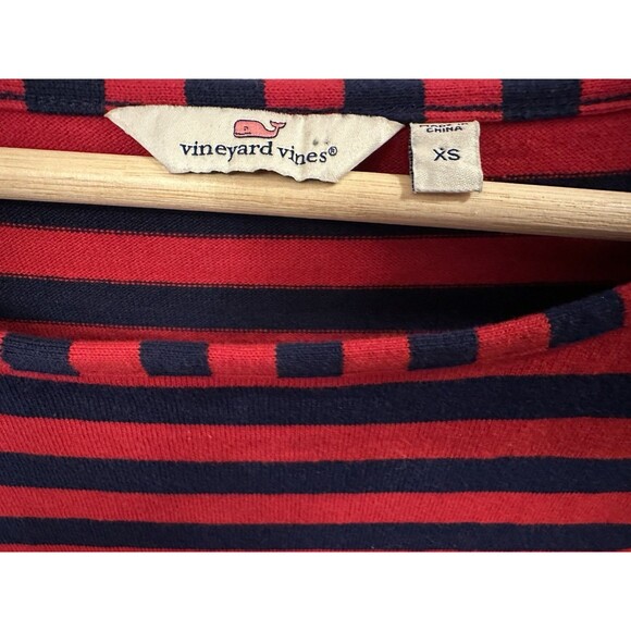 Vineyard Vines Size XS Dress 100% Cotton‎ Knit Red Blue Striped Sheath Nautical - Picture 2 of 7